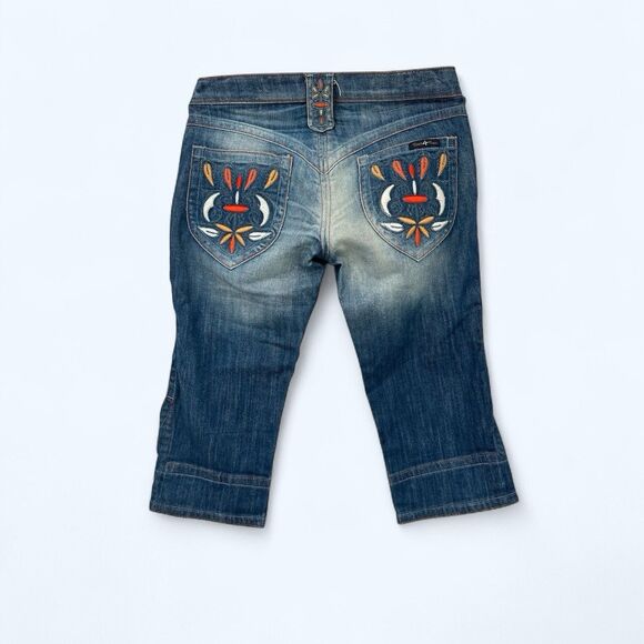 People For Peace Los Angeles Womens SIZE 27 CAPRI DENIM Jeans Made in USA - Picture 1 of 10